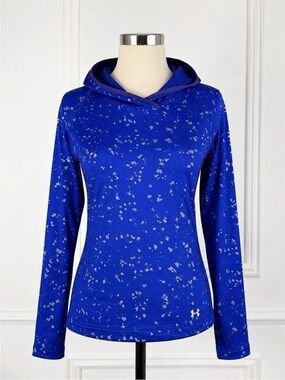 Women’s Under Armour ColdGear Infrared Hoodie Blue Splatter Fitted XL Workout